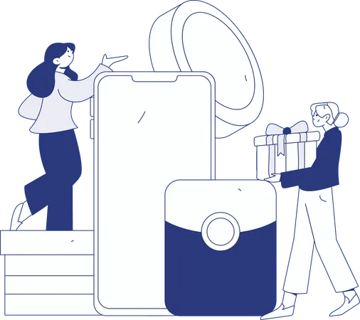 Man runs for shopping  Illustration