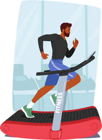 Man Runs On Treadmill  Illustration