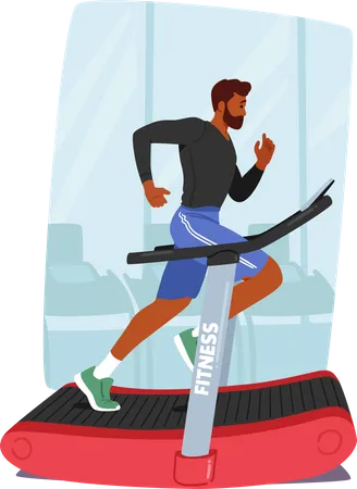 Man Runs On Treadmill  Illustration