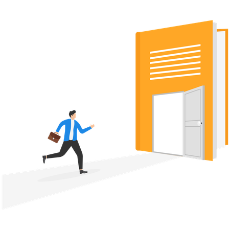 Man runs towards new job offers  Illustration