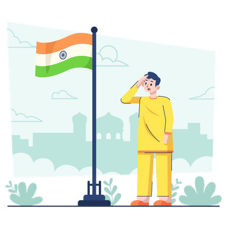 Man saluting on Indian republic day Illustration