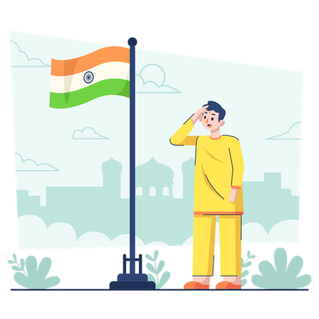 Man saluting on Indian republic day  Illustration