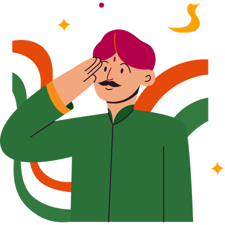 Man saluting on Indian republic day  Illustration