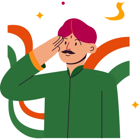 Man saluting on Indian republic day  Illustration