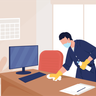 illustrations for man cleaning workplace