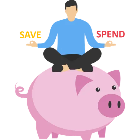 Man save and spend money  Illustration