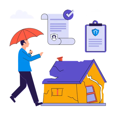 Man saves his home while applying for Property Insurance  Illustration