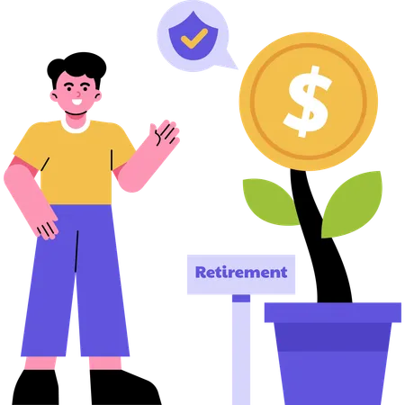 Man Saving for Retirement  Illustration