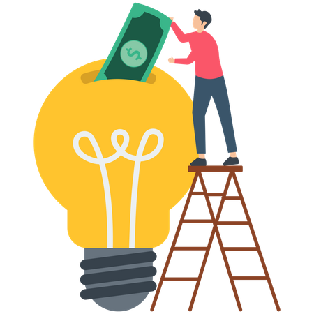 Man saving money for business idea  Illustration