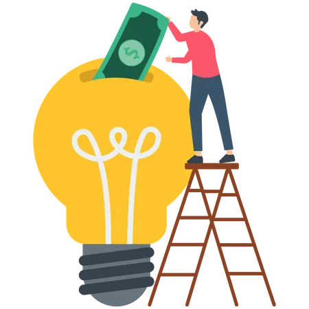 Man saving money for business idea  Illustration