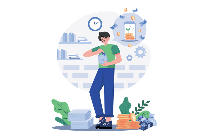 Man Saving Money  Illustration