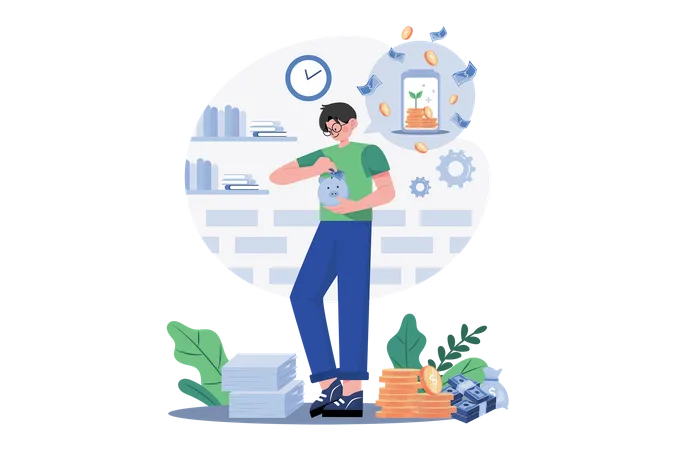 Man Saving Money  Illustration