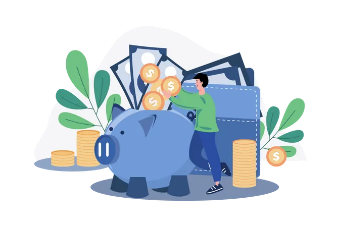 Man saving money  Illustration