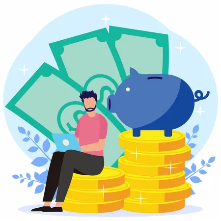 Man saving Money  Illustration