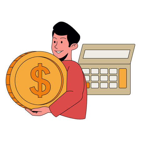 Man Saving Money  Illustration