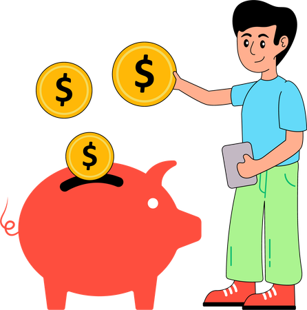 Man saving money  Illustration