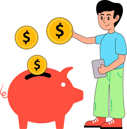 Man saving money  Illustration