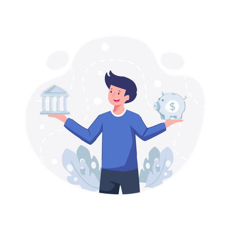 Man saving money  Illustration