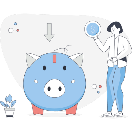 Man saving money in piggy bank  Illustration