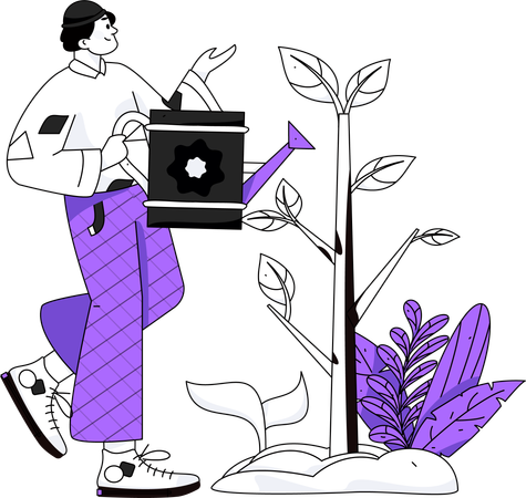 世界の世代のために植物を救う男  イラスト