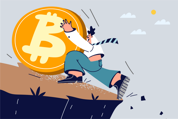 Man savings bitcoin  Illustration