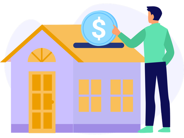 Man savings money for House Mortgage  Illustration