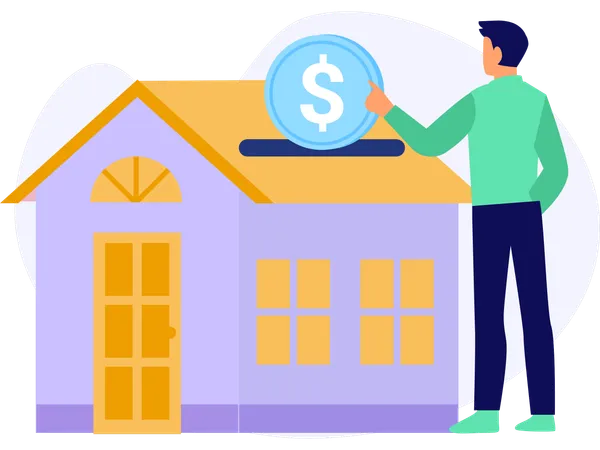 Man savings money for House Mortgage  Illustration