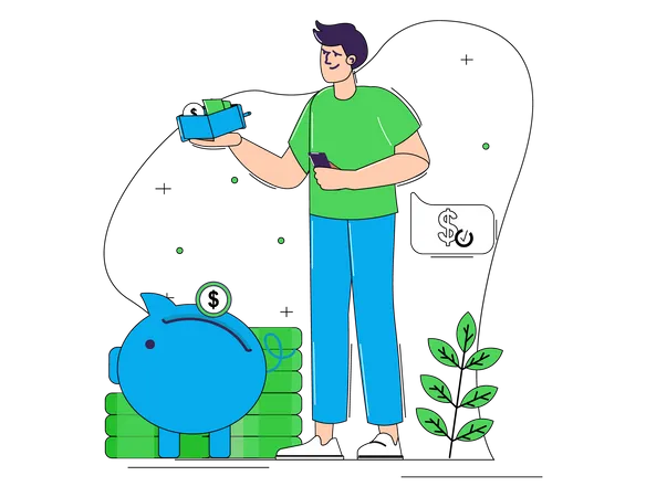 Man savings money  Illustration