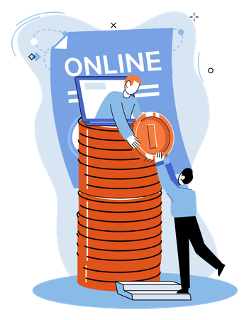 Man savings money using online banking platform  Illustration