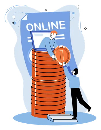 Man savings money using online banking platform  Illustration