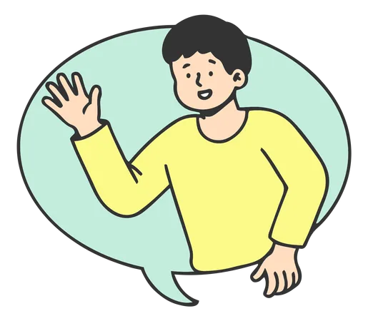 Man saying hello greeting  Illustration