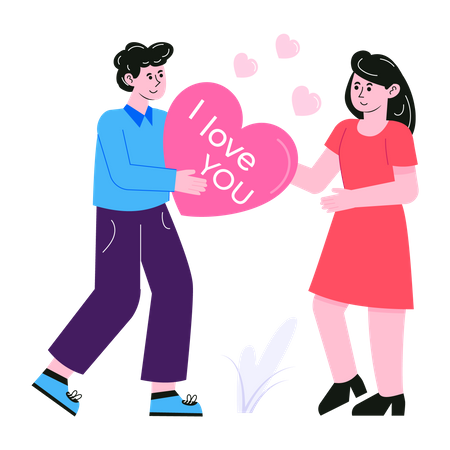 Man saying I Love You to girl  Illustration