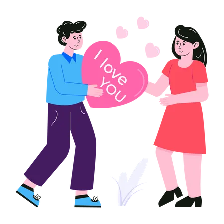 Man saying I Love You to girl  Illustration