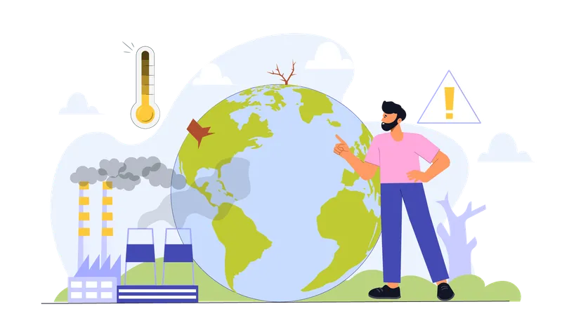 Man saying stop air pollution  Illustration