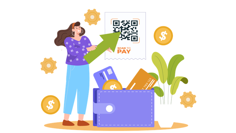 Man scan payment Qrcode  Illustration