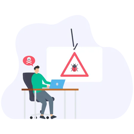 Man scanning antivirus  Illustration