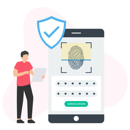 Man Scanning Biometric Security  Illustration