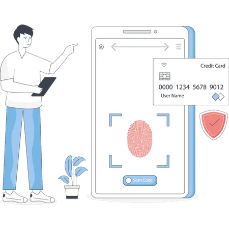 Man scanning finger print  Illustration