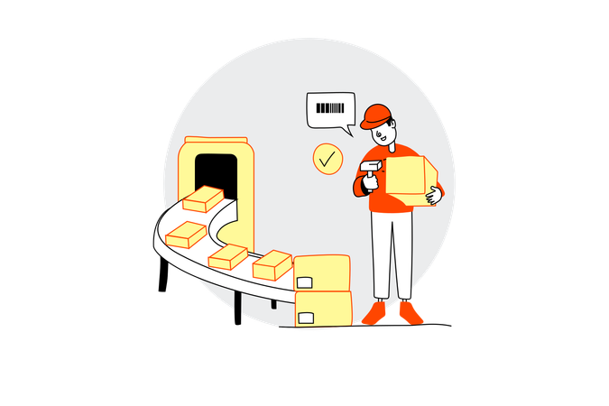 Man Scanning Package  Illustration