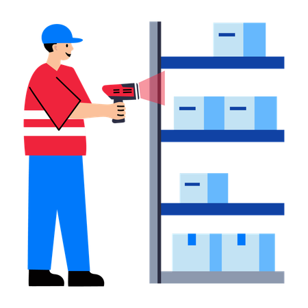 Man Scanning Parcel  Illustration
