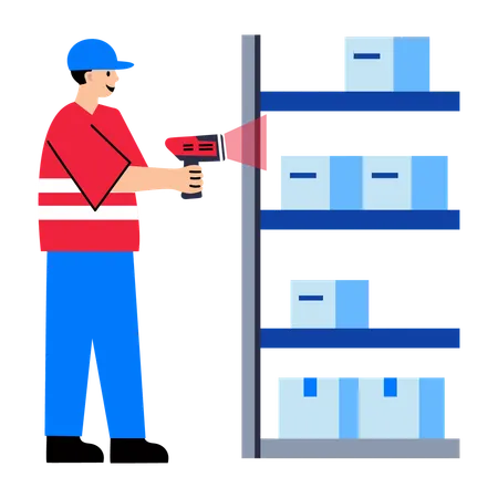Man Scanning Parcel  Illustration