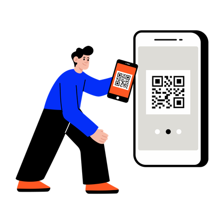Man scanning payment qr code  Illustration
