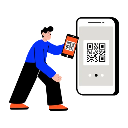Man scanning payment qr code  Illustration