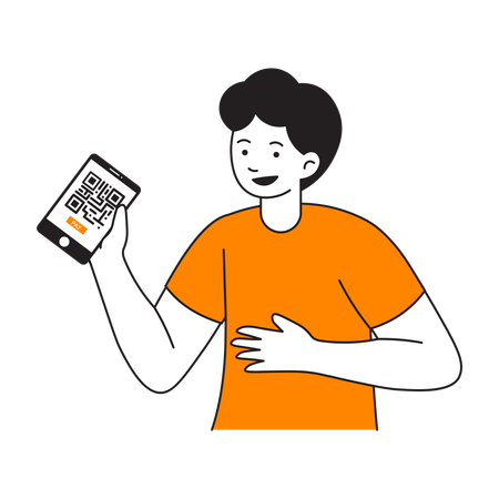 Man scanning QR code  Illustration