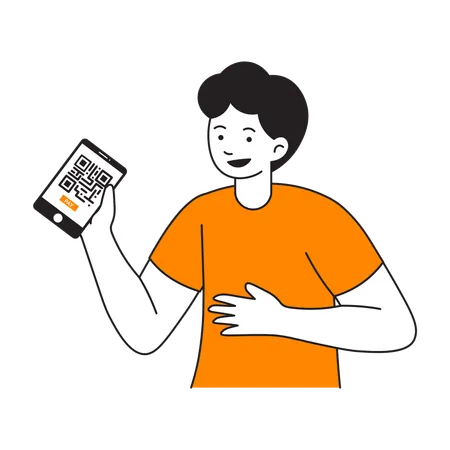 Man scanning QR code  Illustration