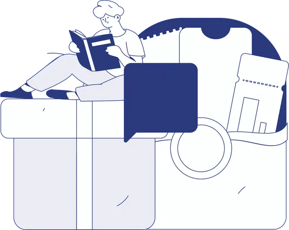 Man scanning QR code for shopping clothes  Illustration