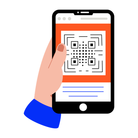 支払い用のQRコードをスキャンする男性  イラスト