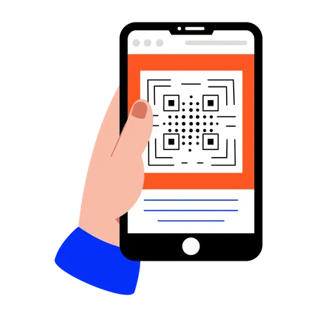 支払い用のQRコードをスキャンする男性  イラスト