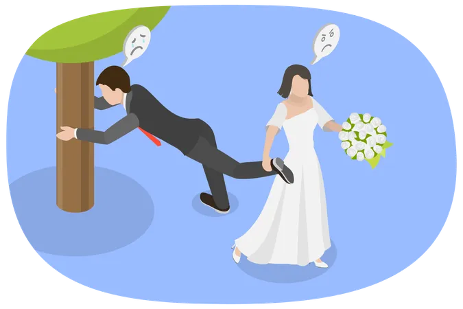 Man Scared Of Marriage  Illustration