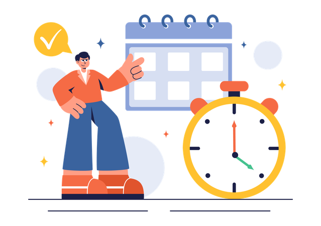 Man Scheduling Time Management  Illustration